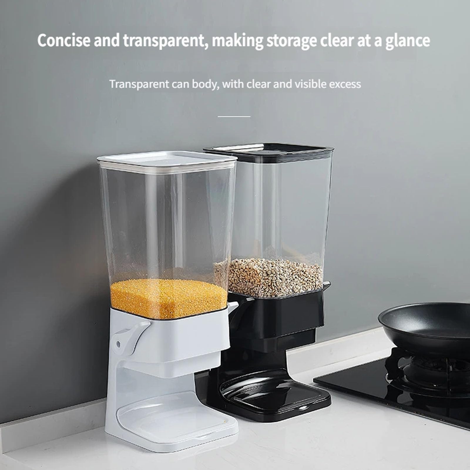 Contenitore per la conservazione dei cereali in plastica trasparente con chiusura ermetica Contenitore per alimenti secchi sfusi da 5, 5 litri per scatola organizzativa per negozi chicchi riso