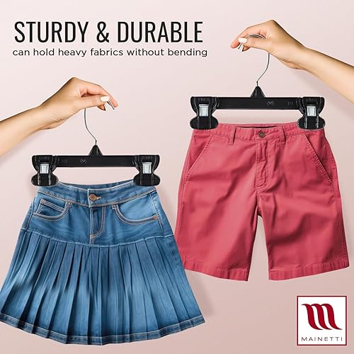 Miniatura 5 de Mainetti 6012 - Ganchos de ropa de plástico negro con colgador giratorio de metal y pinzas antideslizantes de plástico resistentes ideal para