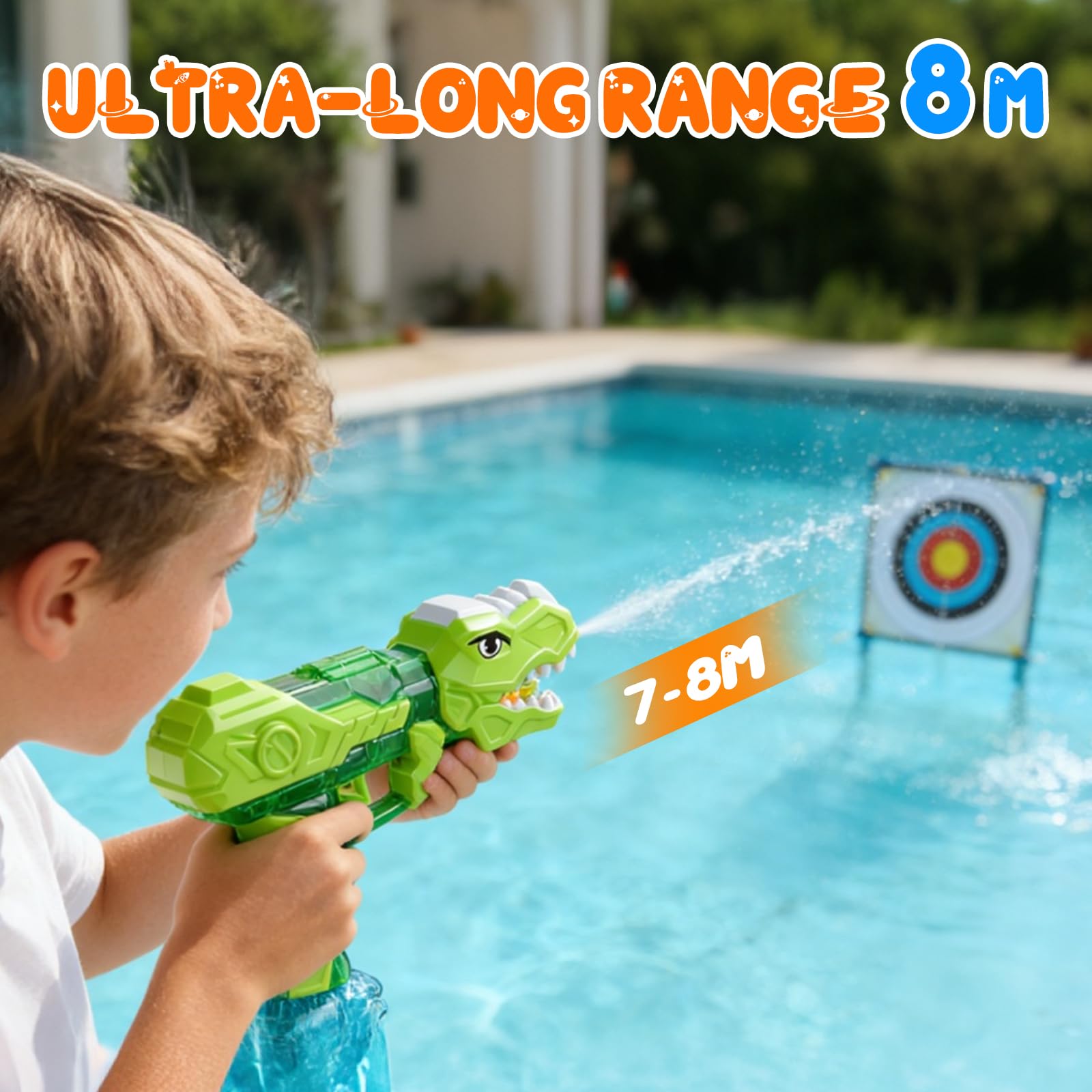 2 Pezzi Pistola ad Acqua Elettrica Per Bambini, Pistole ad Acqua con luci ed Effetti Sonori, Portata di 7-8M Electric Water Gun Giocattolo Blaster ad Acqua per Feste Estive Giardino Piscina Spiaggia