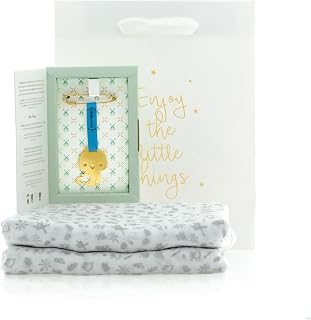 Hollamamma Turqoise Bird Charm Pendant Baby Gift Set - Includes Muslin Swaddle Blanket