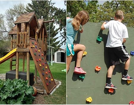 IFOYO Rock Climbing Holds, 20 Large Climbing Rocks for Indoor Outdoor Playground Set for Kids Over 4 Years Support 132lbs 60kg,Bright and Dark Color