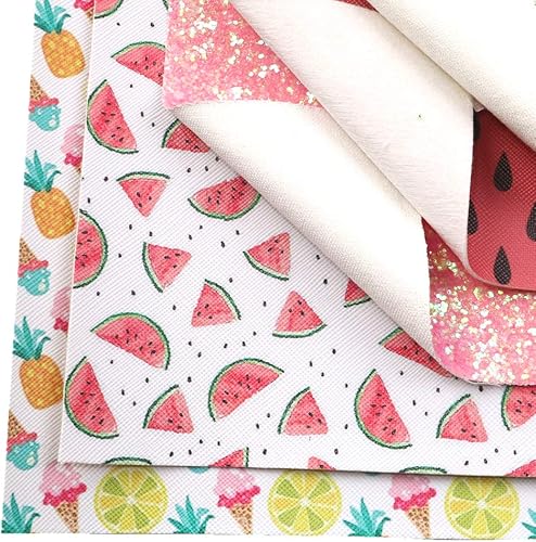 Miniatura 6 de David Angie Summer Fruits - Hoja de piel sintética con purpurina y tela de cuero sintético surtido, 5 unidades de 7.7 x 12.9 pulgadas (7.9 in x 13.0