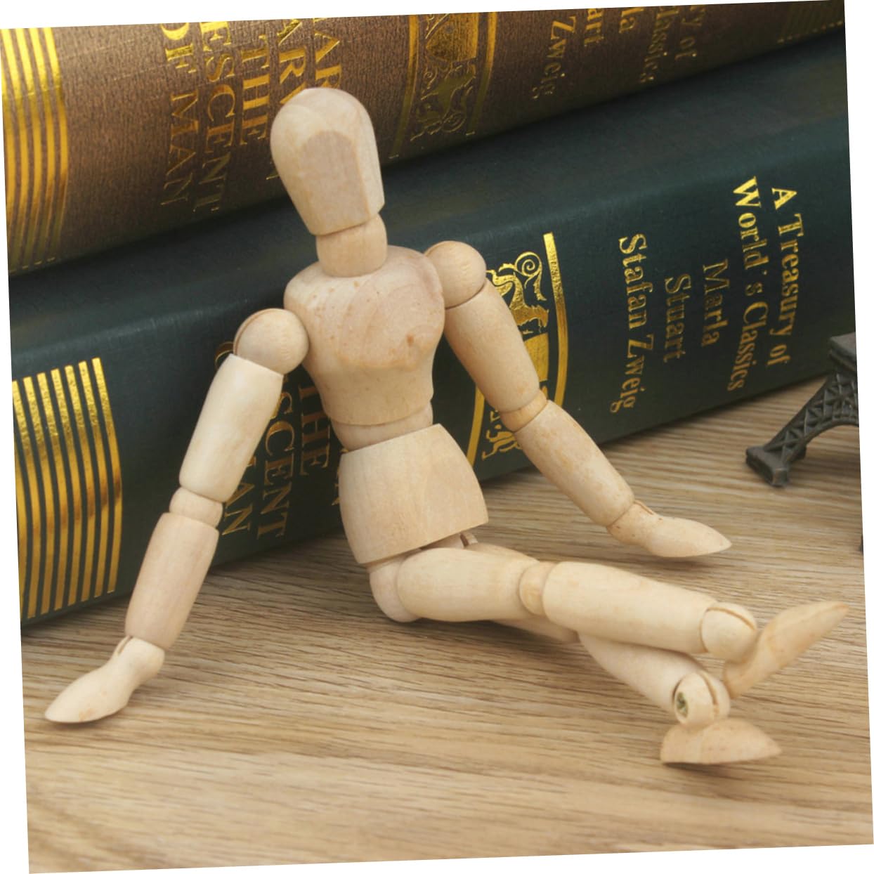 ARTIBETTER Joint Dolls Ornament Set Wooden Craft Decoration 14 Moving Joints for Home Office