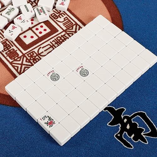 Miniatura 9 de Juego de Mahjong Americano GUSTARIA, 166 fichas blancas de calidad, 4 estantesempujadores de color todo en uno, juego completo de fichas de Mahjong