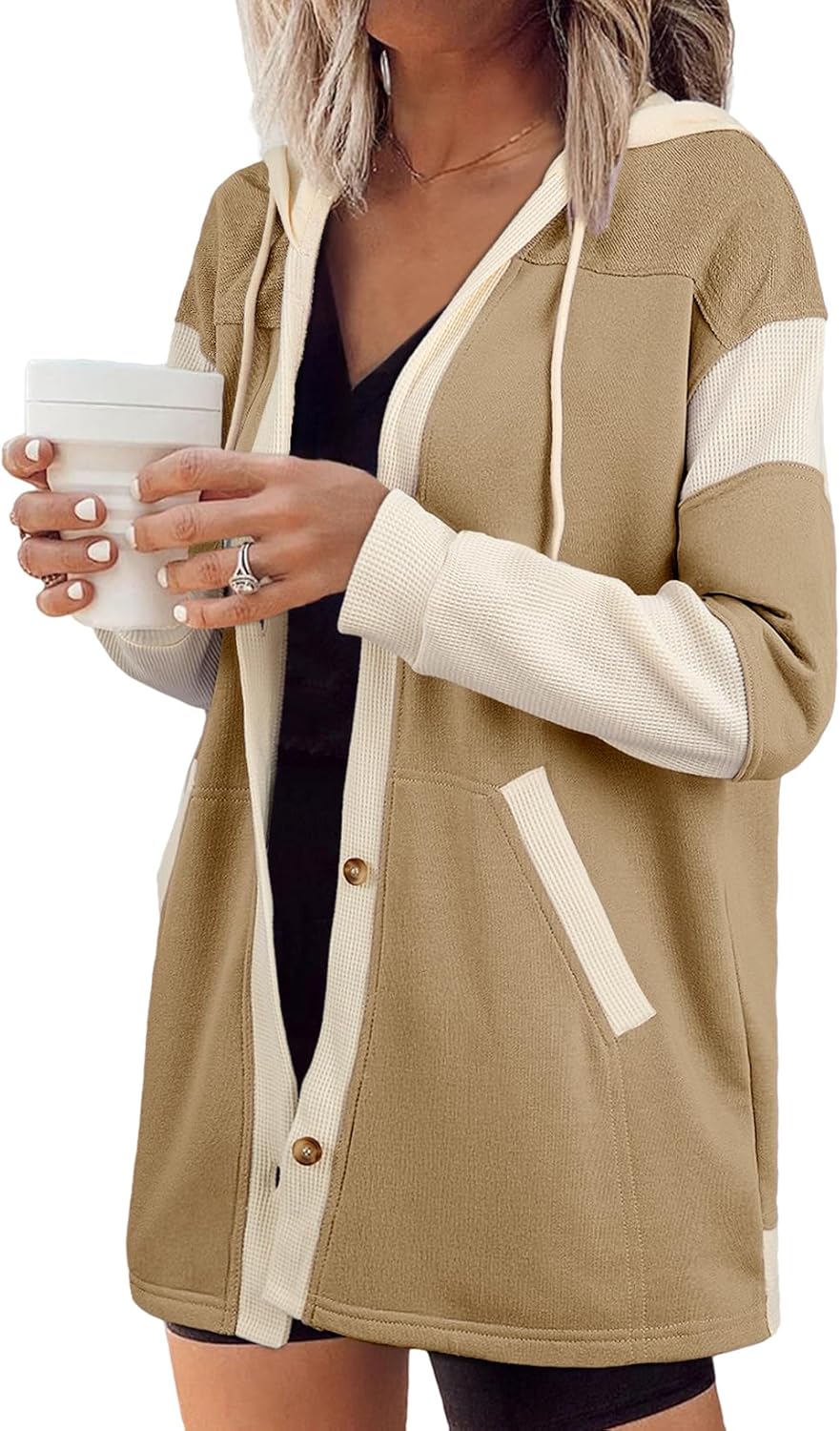 SHEWIN Jackets For Women Casual Long Sleeve Button Down Hoodies Shackets Womens Fall Fashion 2025