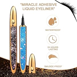ICORIC Eyeliner Pen Liquid Eye Liner Waterproof - Felt Tip, Waterproof, Long-Lasting, Magic Self-Adhesive Eyelash Glue Pen Quick Drying Magnetic Eye Liner (Black Eyeliner 2 PCS)