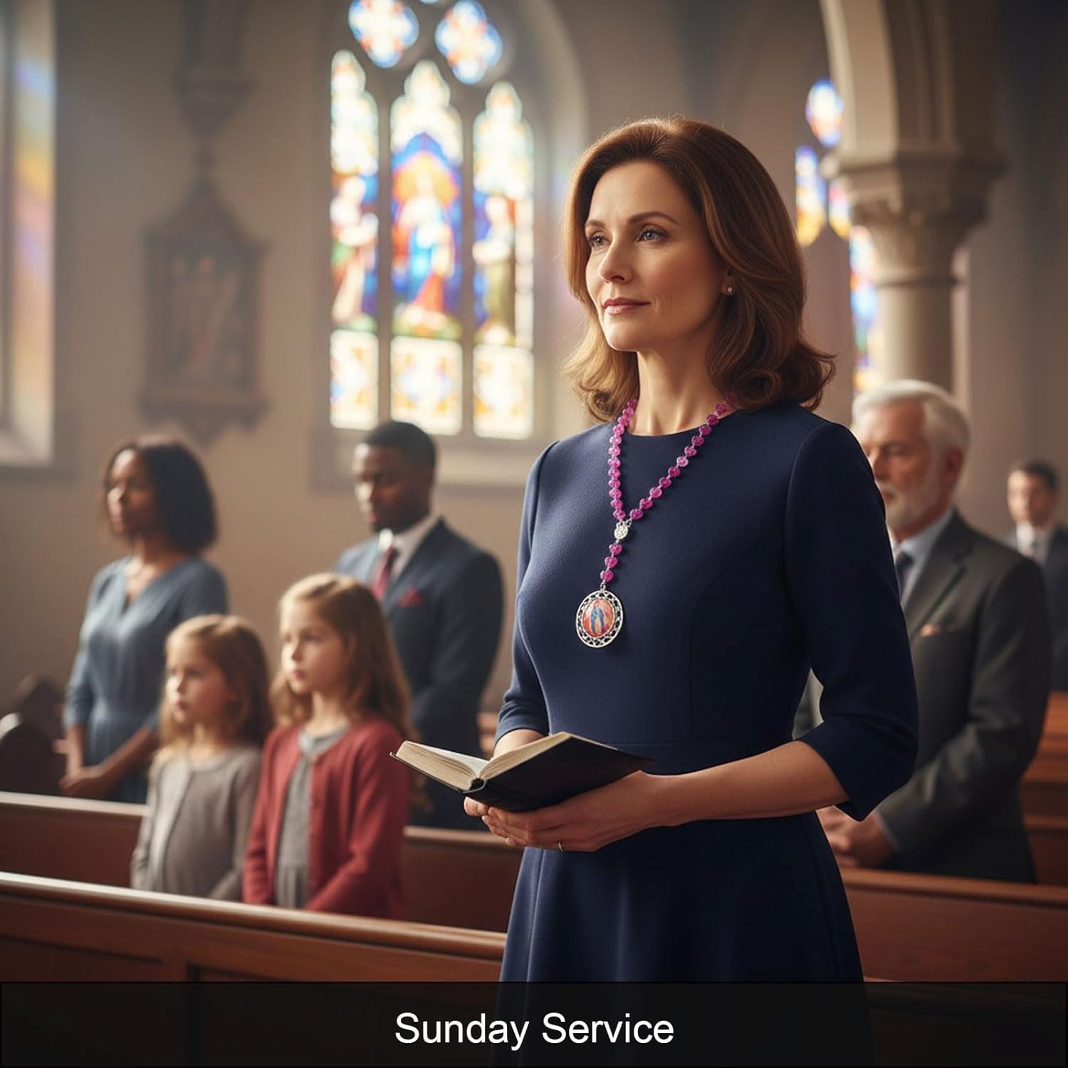 Vintage Glass Heart Beads Rosary Necklace – Elegant Rose Pendant Catholic Prayer Jewelry for Women Daily & Spiritual Wear - Image 3