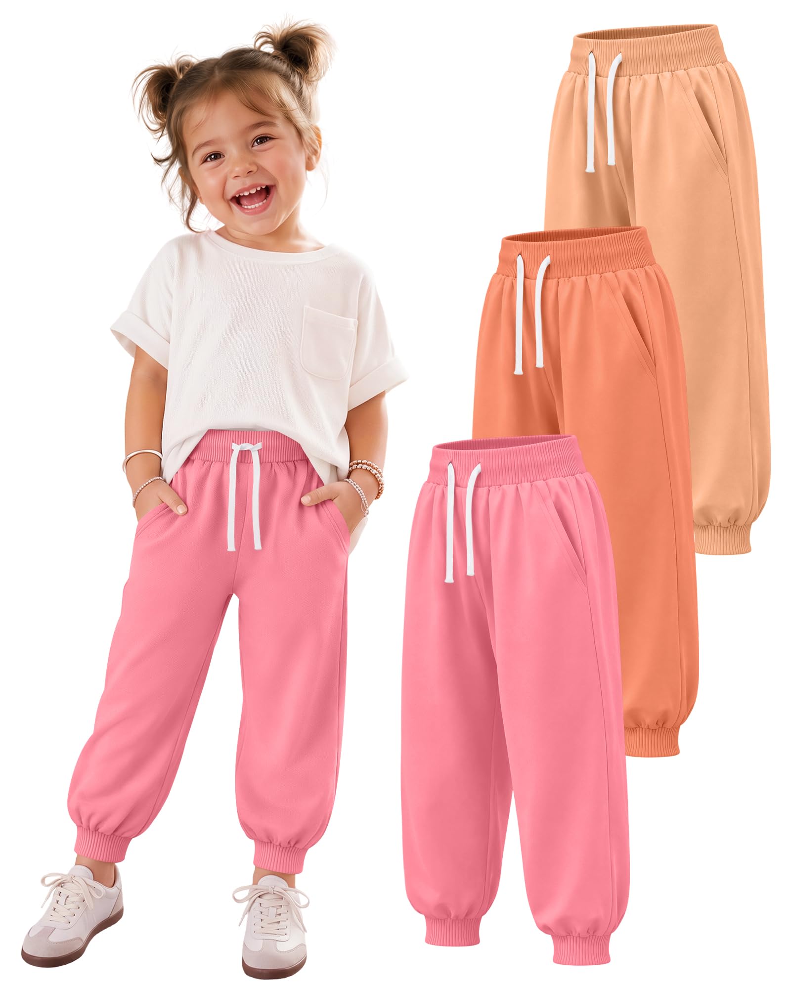 3 Pack Toddler Girls' Sweatpants Kids Jogger Pants