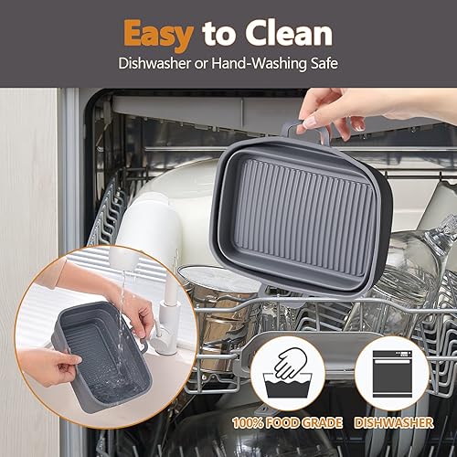 Miniatura 8 de 2 forros de silicona para freidora de aire para NINJA 8QT y 10QT y 2 paquetes de revestimientos de silicona para olla de cocción lenta de 8 cuartos