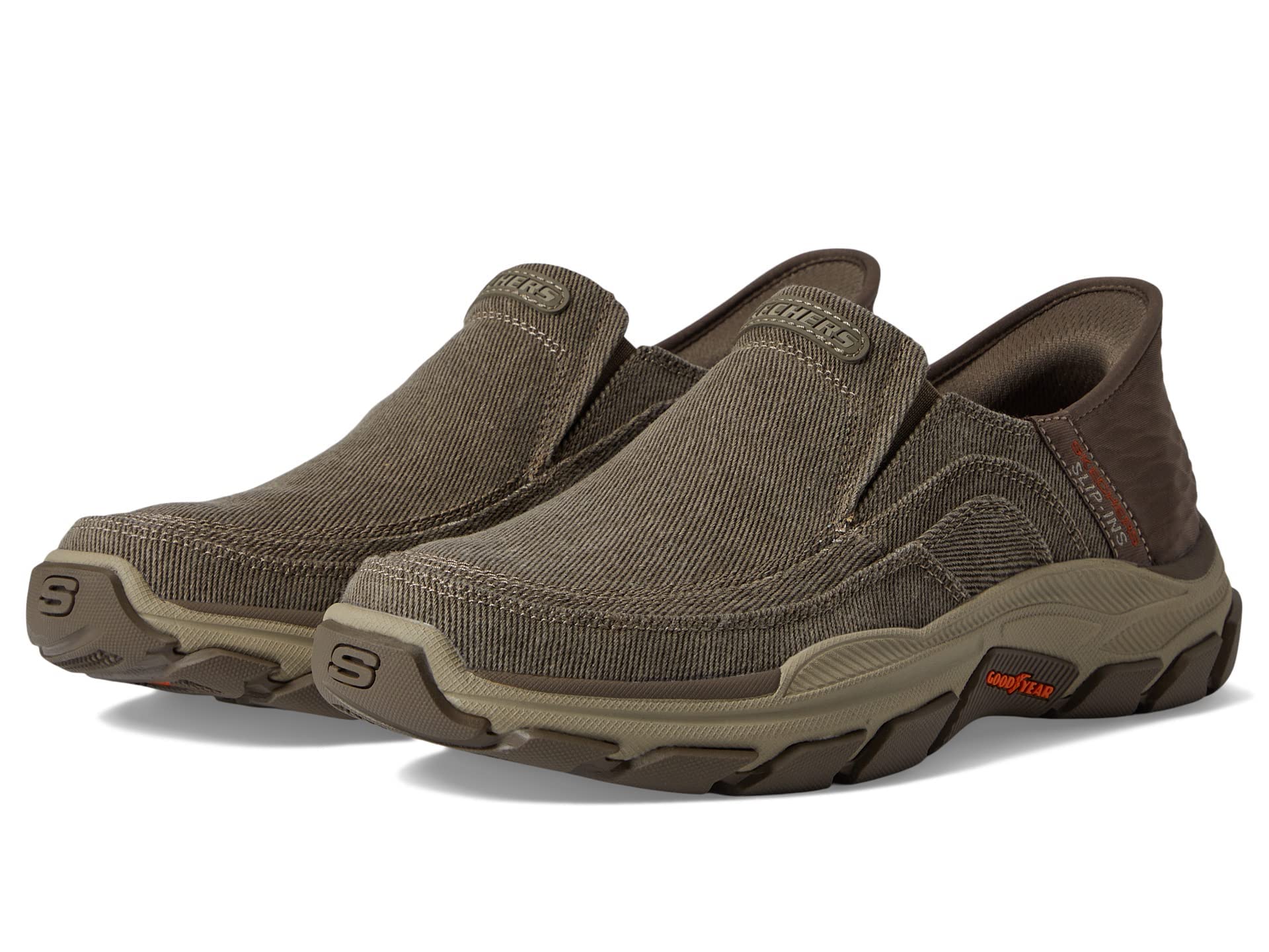 Skechers Holmgren Slip On Shoes for Men, Grey Taupe, 46 EU Ancho