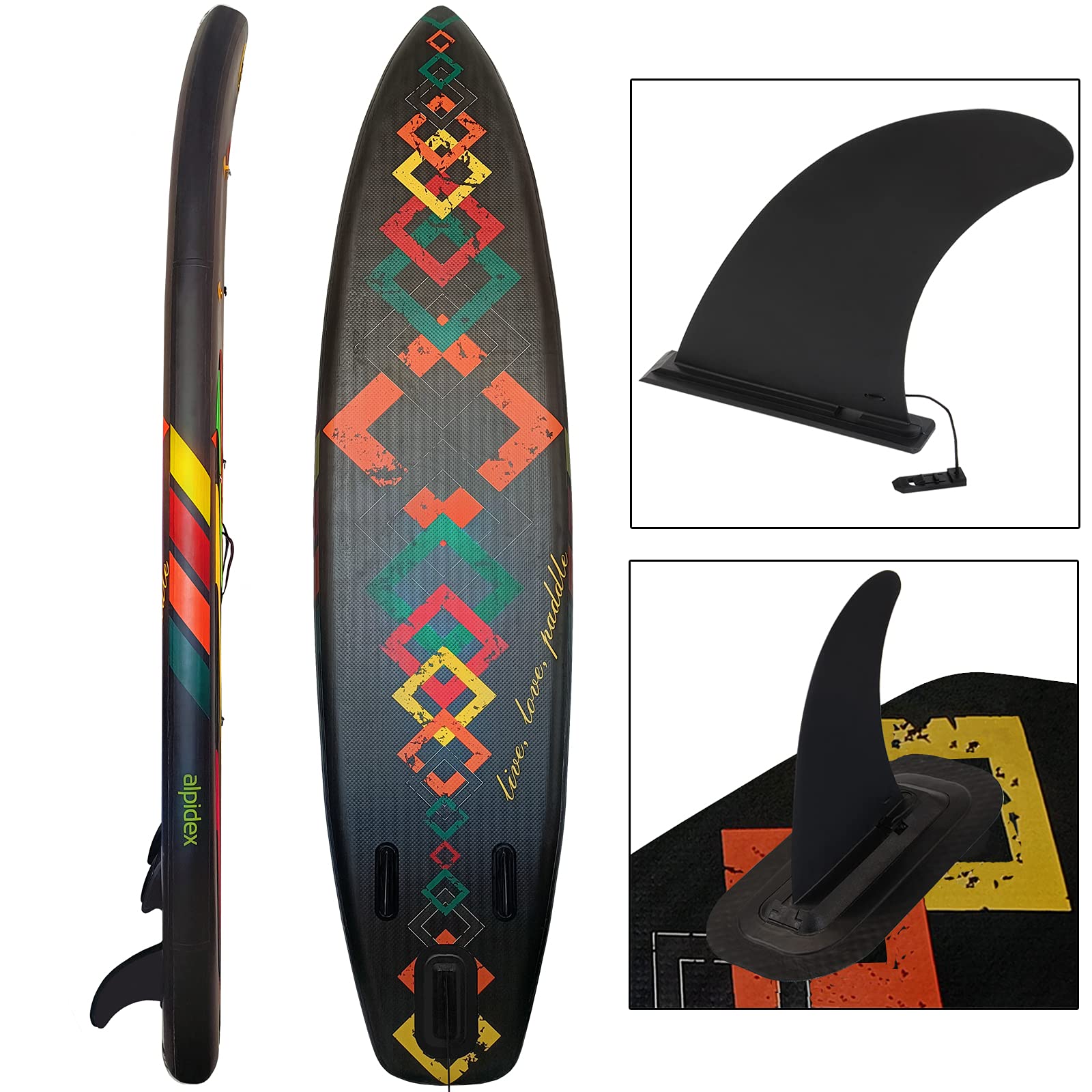 ALPIDEX Stand Up Paddle Board 320x76x15 cm Sup Gonflable iSup Sac à Dos Pagaie Pompe Double Action Laisse 200 kg