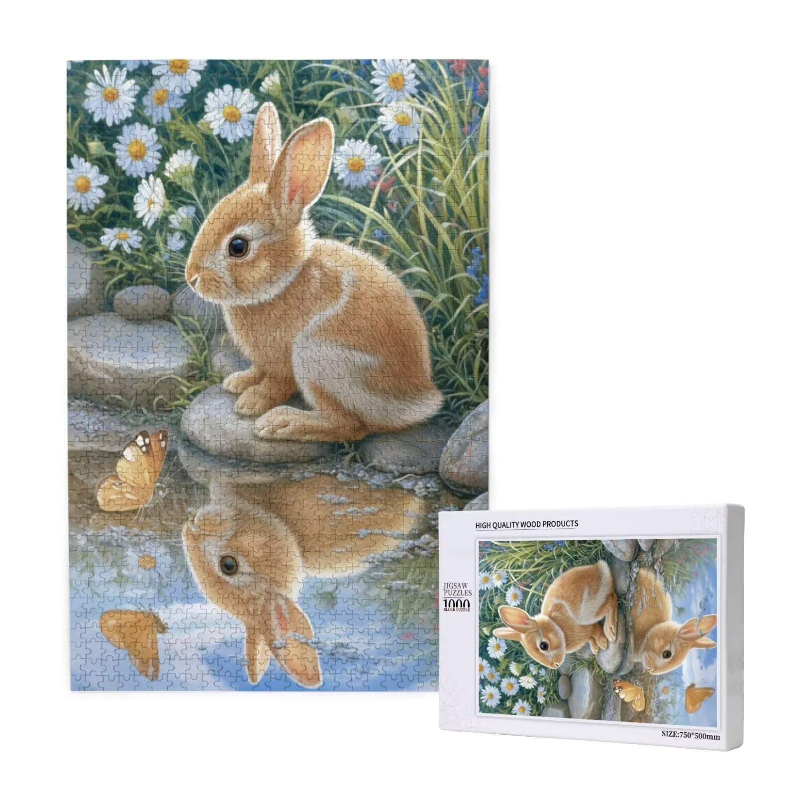 Lapin Puzzle Fleur 3000 Pièces Adultes, DIY Puzzles Classiques Art avec Boîte d'emballage et Photos de Référence, Relaxation/Soulagement du Stress/Jeux Amusants, Creatif Cadeau pour Femme M-1834