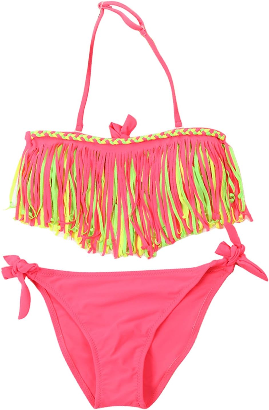 Wengift Kids Tassels Two Piece Bikini Swimsuits Swimwear Bandage Bathing Suits