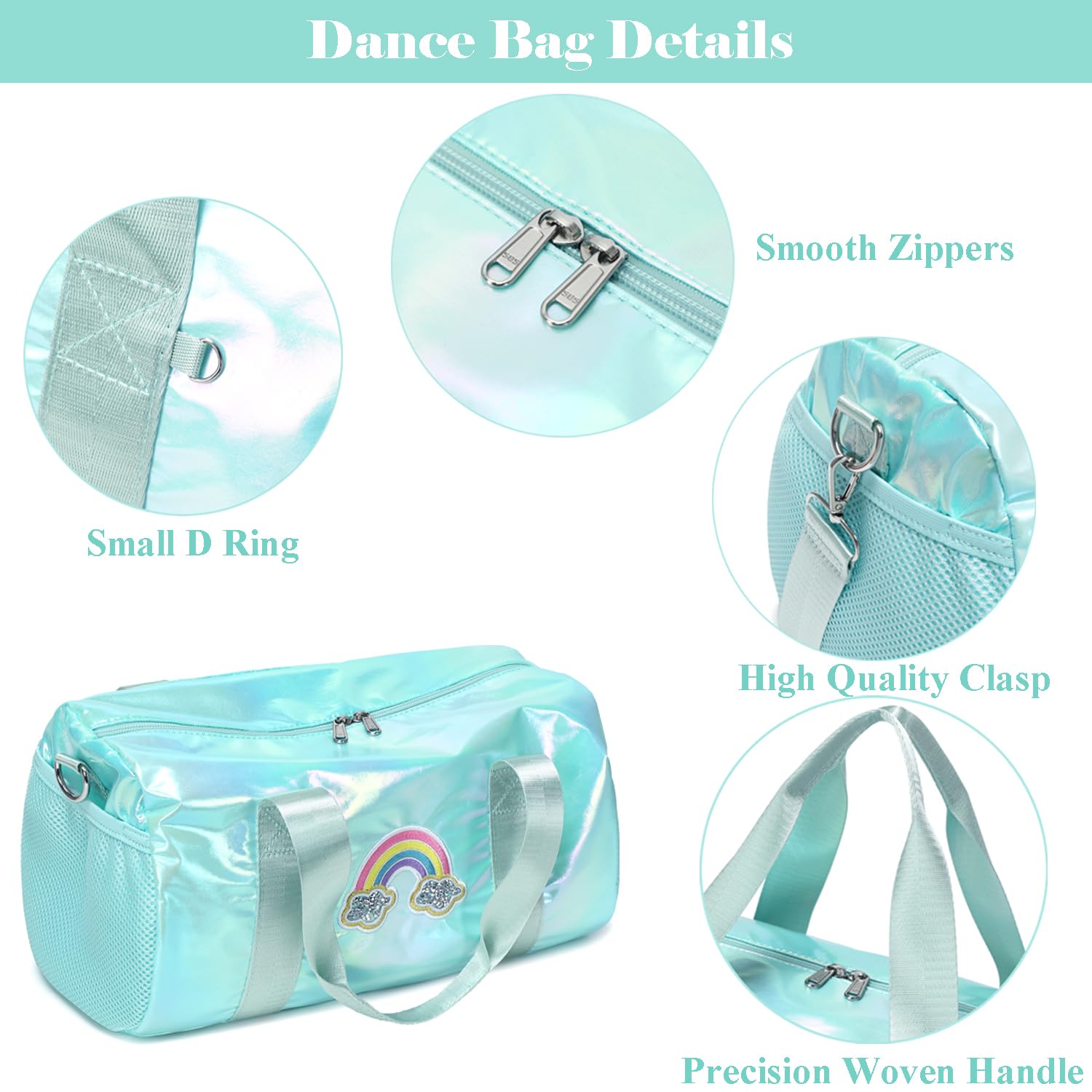 Laser Petit Sacs de Sport pour Enfant Filles Sac Danse Ballet Latine avec Poche Étanche Séparée