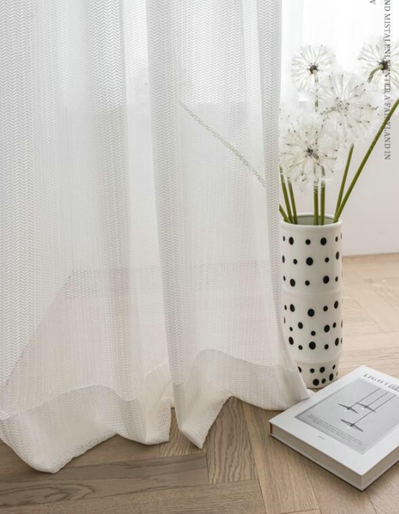 Weiß Vorhänge Polyester 214 Höhe mit Haken, Einfarbig Voile Vorhänge 2er Set für Wohnzimmer, H214 x B132 cm