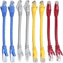 8 Pack Short Cat6 Ethernet Patch Cables - 0.5ft/15cm, 10Gbps, 1000Mbps High Speed Internet Network Cables with RJ45 Connectors for Router, Switch, Modem, Server - Mixed Color