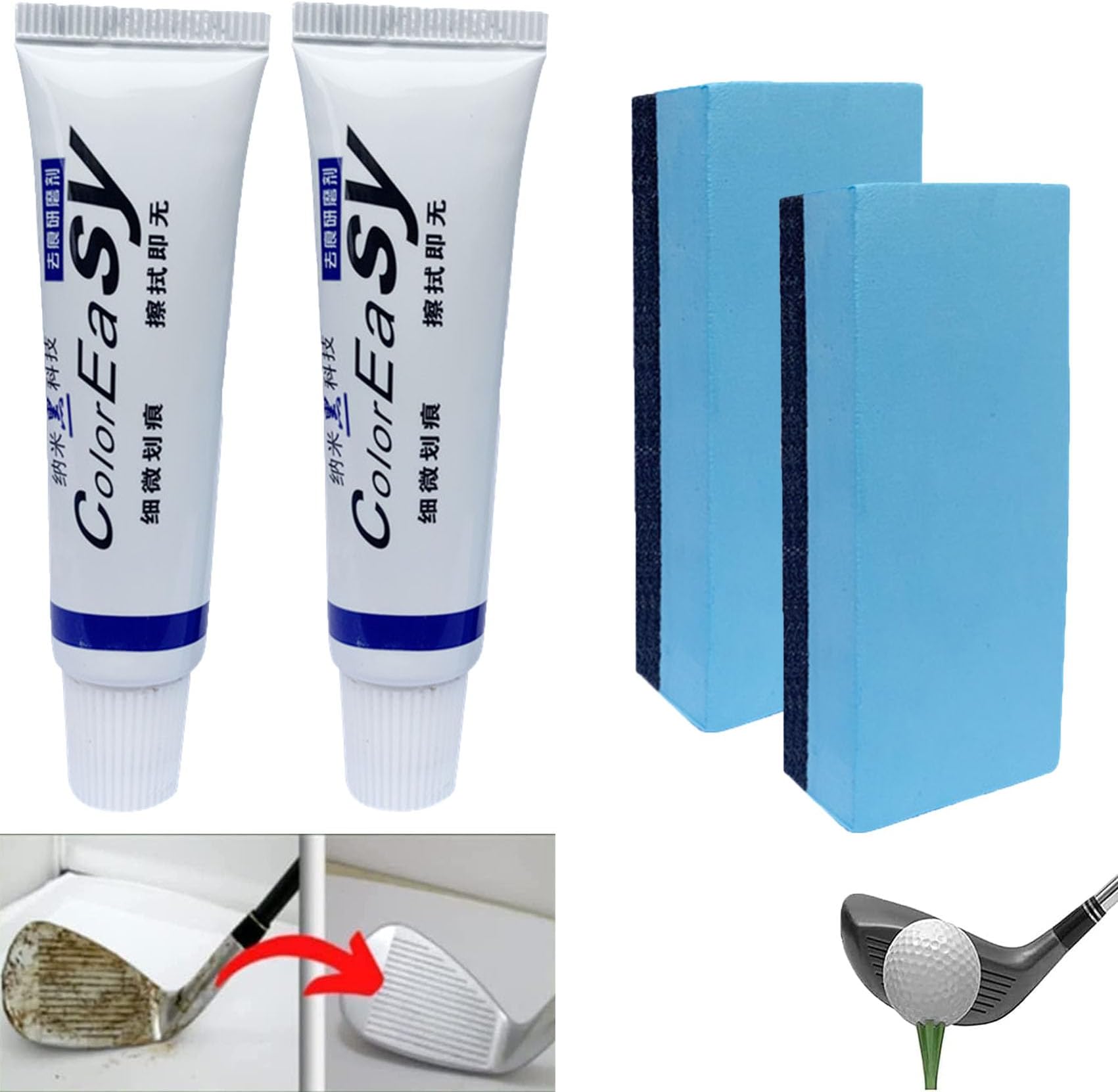 Instant Golf Club Scratch Remover, Conversionk-xs Golf Club Scratch Remover, Golf Club Cleaner with Sponge, Effectively Remove Scratches from Golf Clubs, Restore The Original Luster
