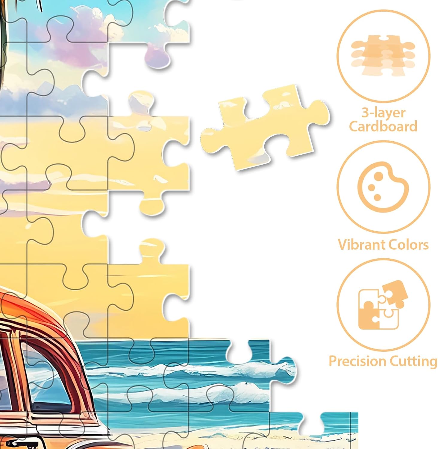 500 Piece Puzzle for Adults, Beach Store Puzzle, Recycled Cardboard Car Dog Jigsaw Puzzles 500 Pieces, Challenging Puzzles Game Home Decor Birthday Party Gift Toy for Seniors 20.5 * 15 inch image 2