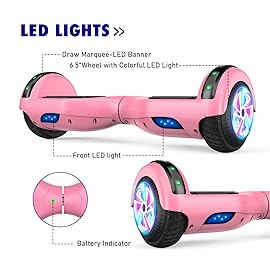 UNI-SUN Self Balancing Scooter for Kids, 6.5 Two Wheels Scooter with Bluetooth and Lights for Girls Boys Kids Adults(Pink)