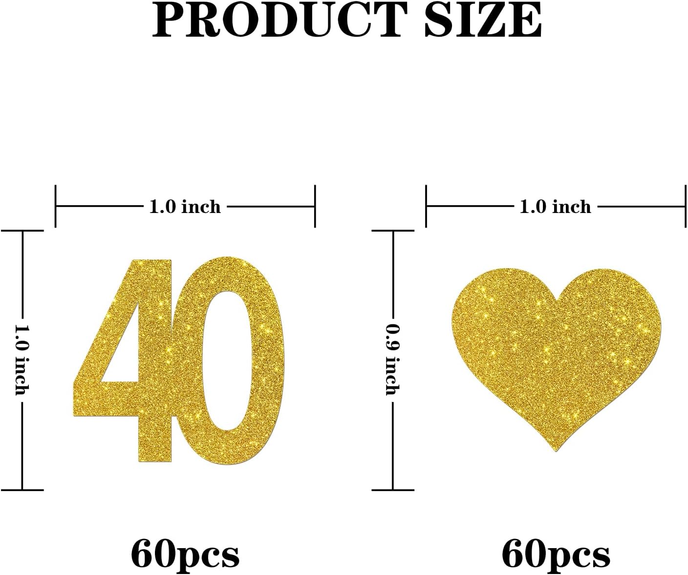Number 40 Confetti Gold Glitter, Happy 40th Birthday Table Decor, Forty Years Paper Scatter, 40th Anniversary Cheers to 40 Years Party Table Decorations, 120pcs