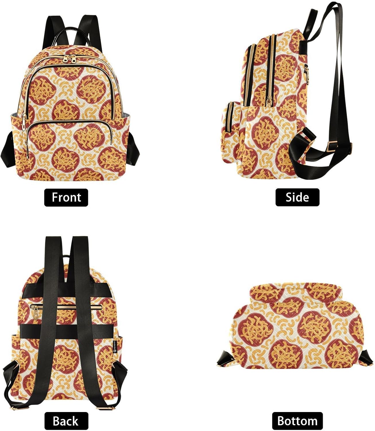 Macaroni Plate Food Pattern Backpack Purse for Women Shoulder Bag Fashion Daypack Ladies Handbag Lightweight Travel Bag Rucksack