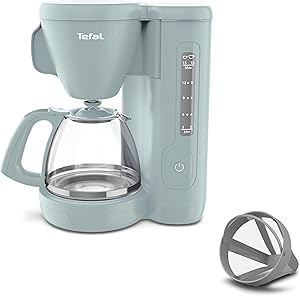 🔥 95% OFF! Tefal Morning Filter Coffee Maker – Eucalyptus, 1.25L Capacity, Permanent Reusable Filter, Drip-Stop System, Keep-Warm Function, Easy Fill Water Tank, 1000W, CM2M13G0
