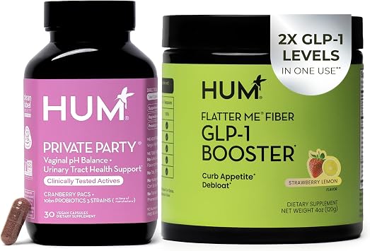 HUM Flatter Me Fiber Supplement and Private Party Vaginal Probiotics for Women