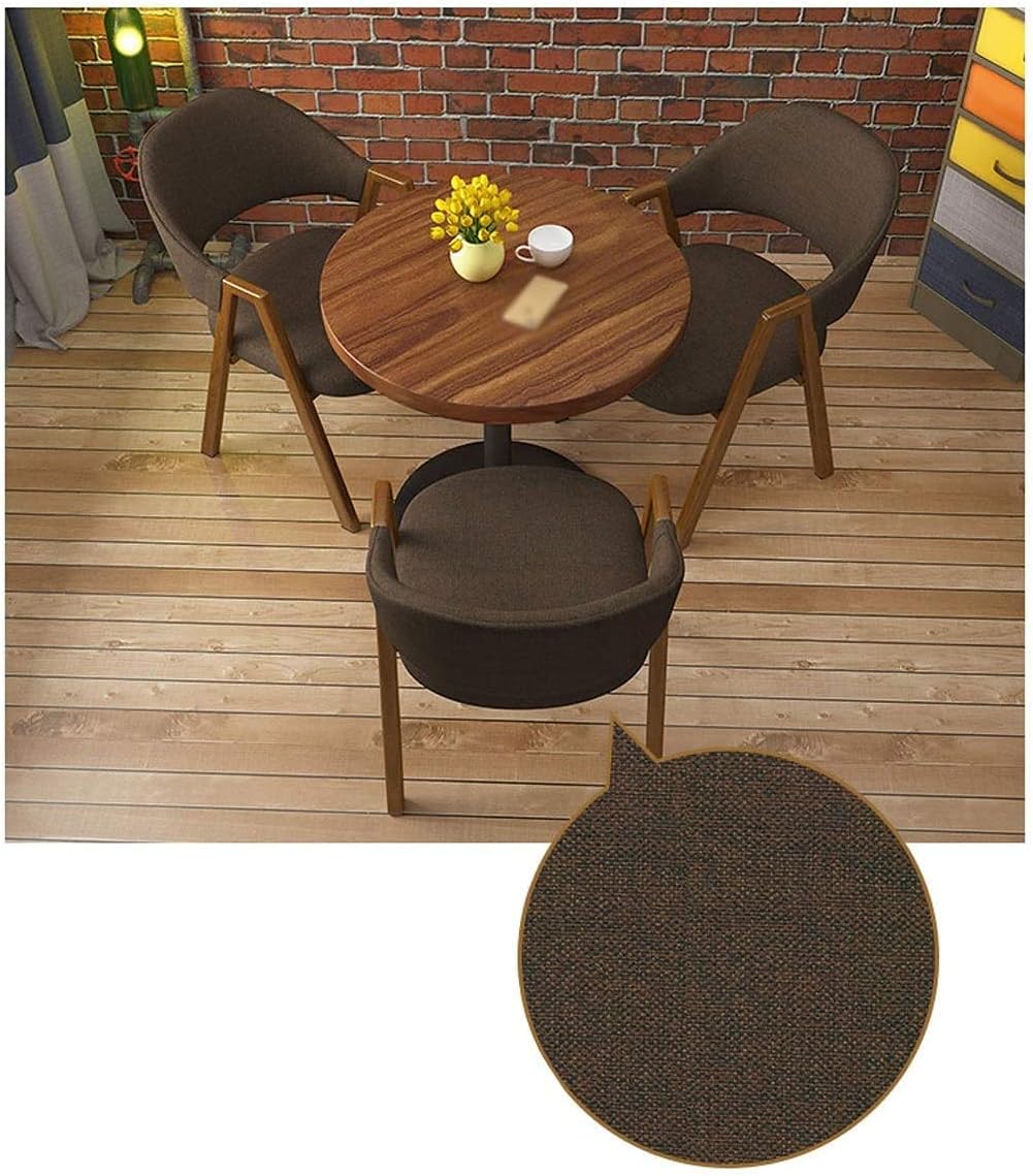Office Table and Chairs Lounge Area Hotel Front Desk Negotiation Room Reception Restaurant Home Living Room Kitchen Balcony (Color : Wood+White Leather) (Wood Color+Beige Cloth)