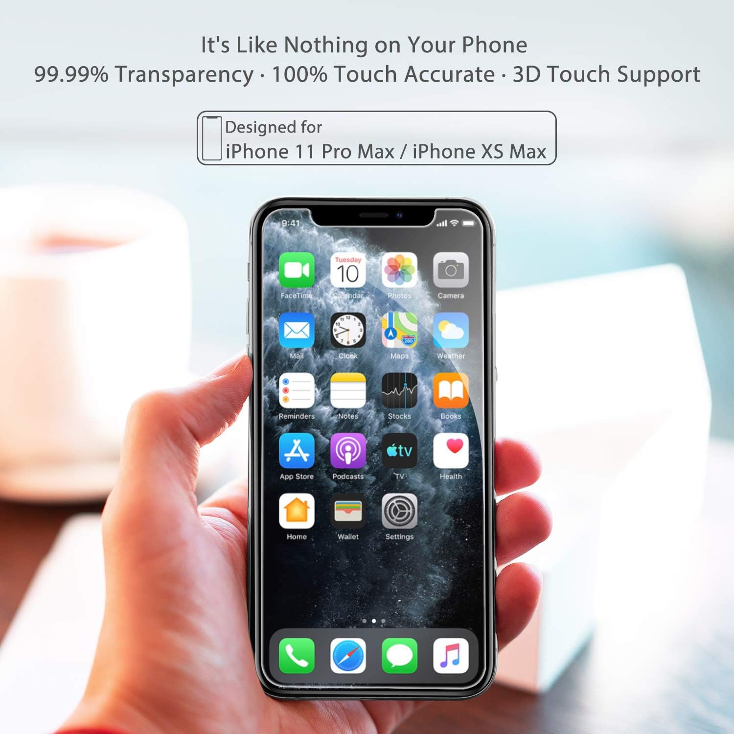 Syncwire Shatterproof Screen Protector for iPhone 11 Pro Max/Xs Max 6.5" [3 Pack], Tempered Glass Film with Auto Alignment Tool [Easy Installation, 99% HD Clear, 9H Hardness, Bubble Free, Sensitive Touch, Anti-Smudge, 6X Stronger]