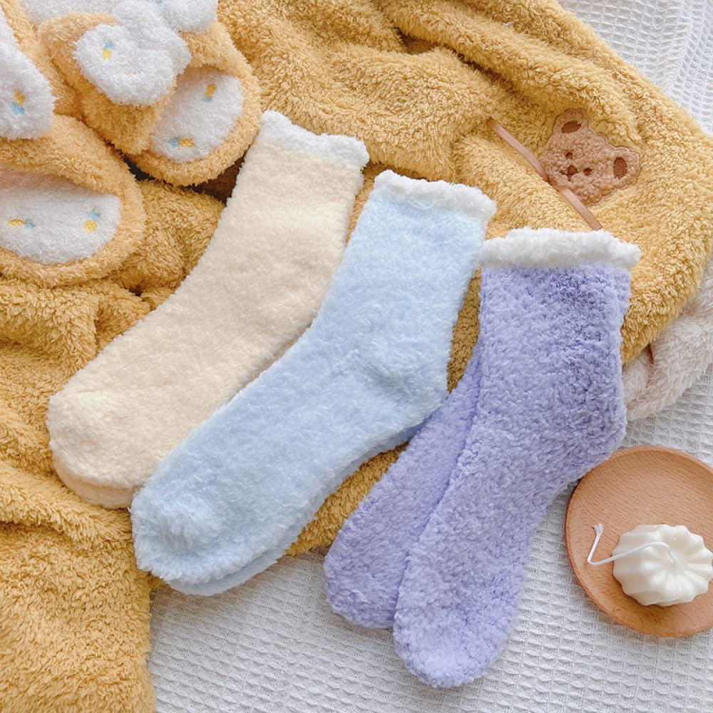 Pluche Sokken,3 Stuks/Winter Snuggle Sokken voor Dames/Snoep Kleurencombinatie Leuke/Warme Pluizige Bed Sokken Thuis Sokken Dikke En Comfortabele Kerst Pluche Sokken voor Meisjes Pluche Sokken,3 Stuks/Winter Snuggle Sokken voor Dames/Snoep Kleurencombinatie Leuke/Warme Pluizige Bed Sokken Thuis Sokken Dikke En Comfortabele Kerst Pluche Sokken voor Meisjes