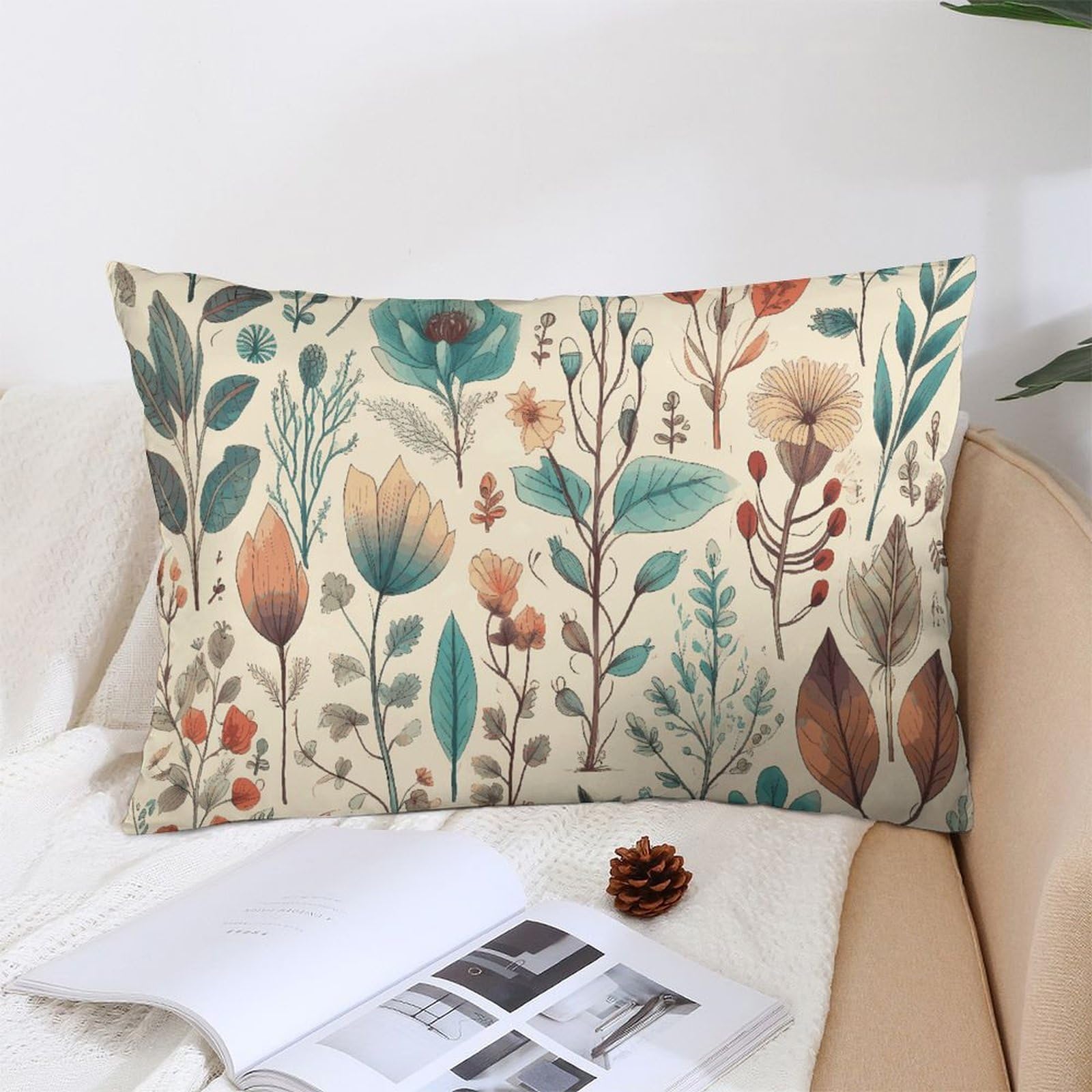 NTVOWPZO Decoration Throw Pillow Covers 12 "x20 Pillowcases Covers Flowers and Leaves Soft Pillowcases Modern Farmhouse Home Decor Sofa Cushions Covers for Couch Bed Living Room