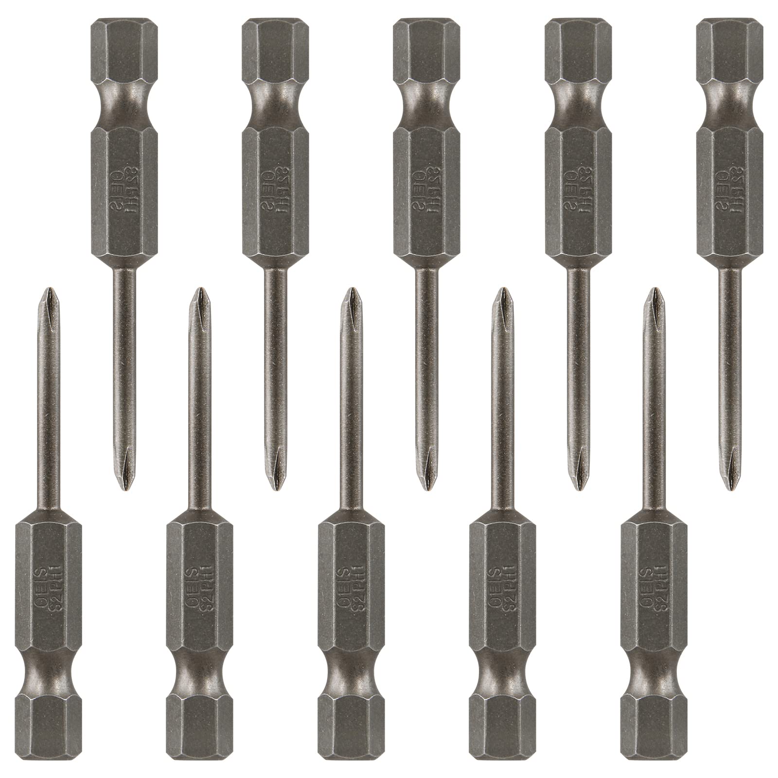 Hordion Kreuzschlitz-Schraubendreher-Bits Set – 9-teilig, S2 Stahl, Magnetisch, 10,2 Cm Länge, 1/4" Sechskant