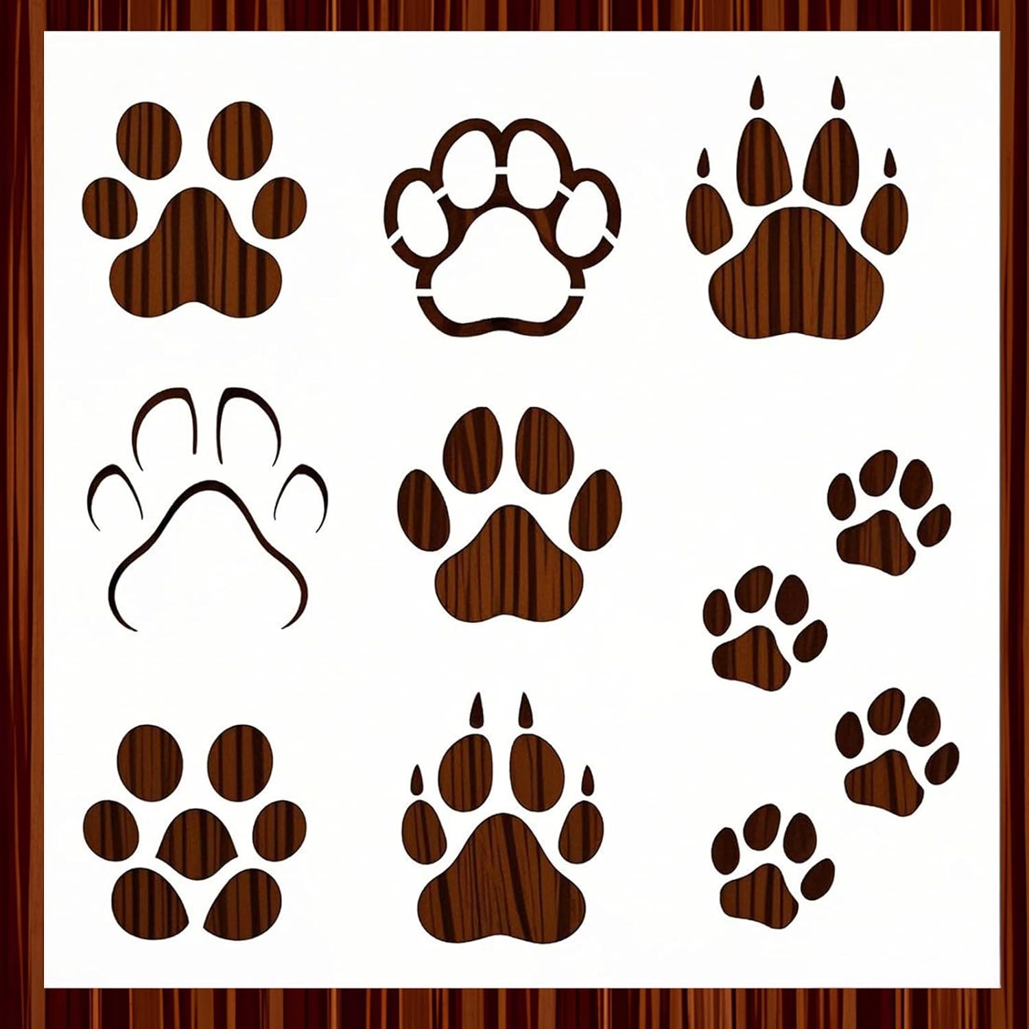 Paw Print Large Wall Stencils, 12"x12" (Paw B)