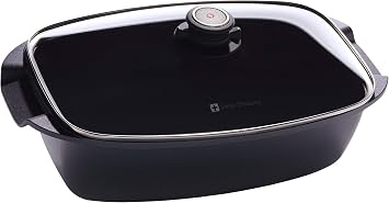 Swiss Diamond Roaster 8.3"x13" 5.3 Qt HD Nonstick Diamond Coated Aluminum Roaster Includes Lid Dishwasher & Oven Safe Roaster Grey