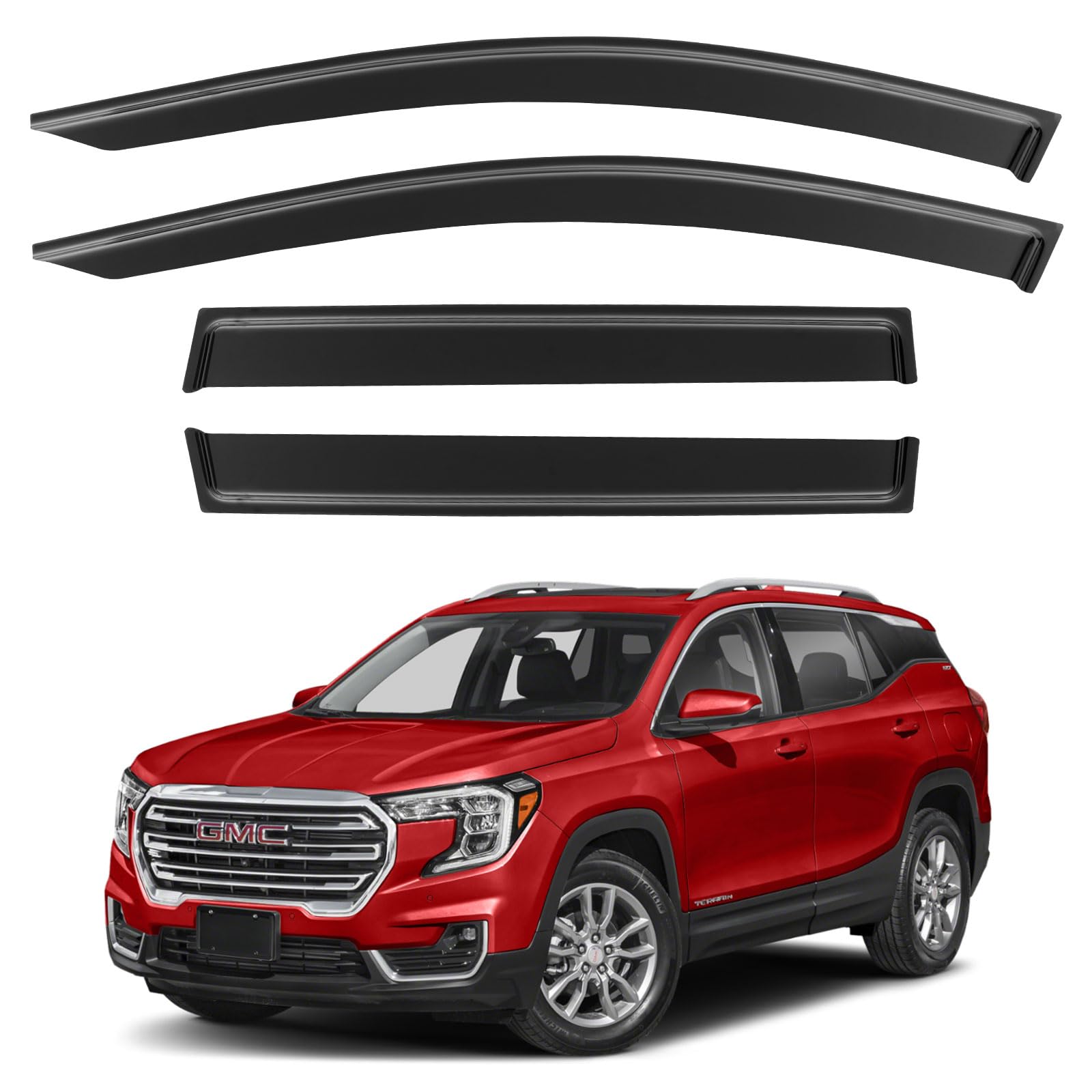 Window Rain Guards Shield for 2018-2024 GMC Terrain, Tape-on Window Vent Visors Shades Wind Deflectors for 18-24 Terrain SLE SLT AT4 Denali