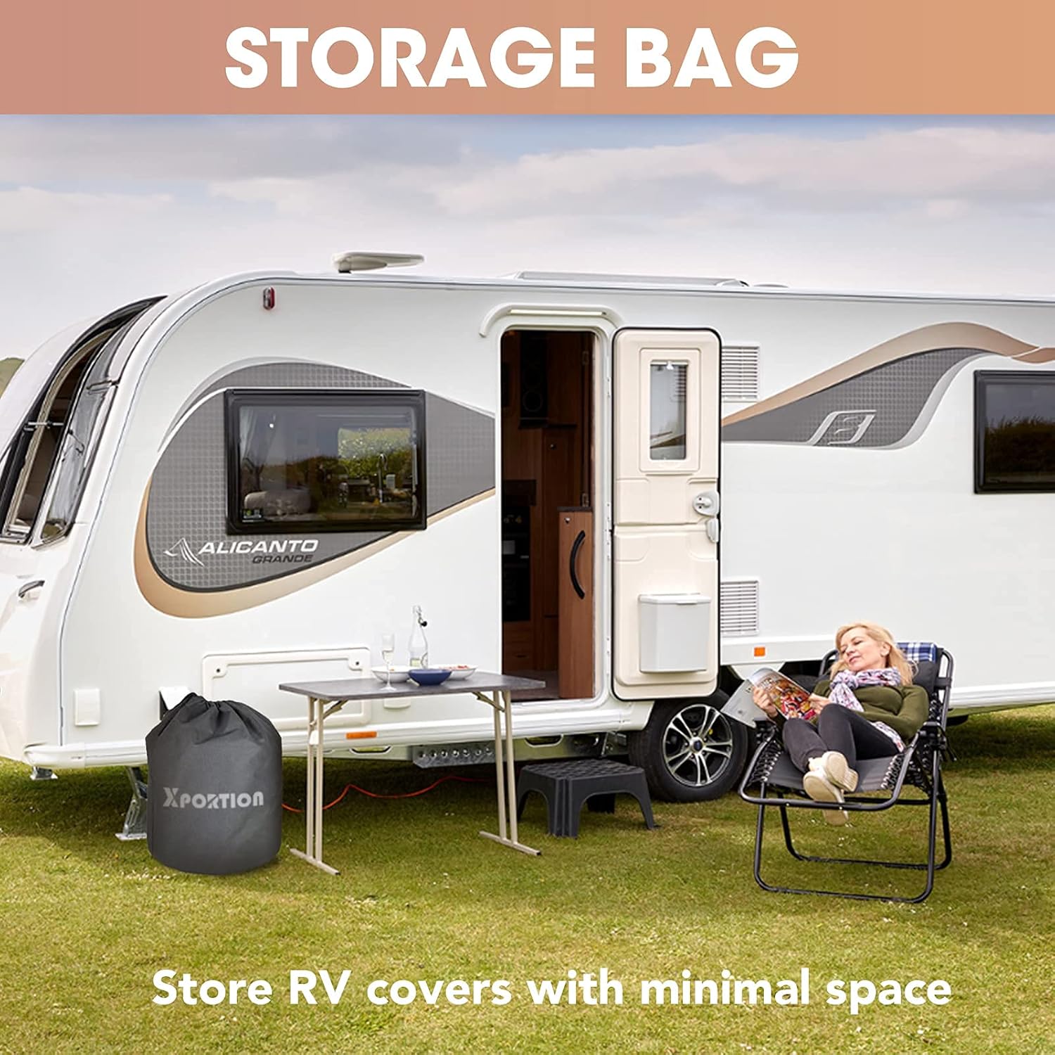 XPORTION Upgraded Travel Trailer RV Cover, Windproof RV Travel Trailer Cover, Fits 18’ - 20' RV Cover, 4-Layer Camper Trailer Cover with 4 Straps and 2 Patch : Automotive