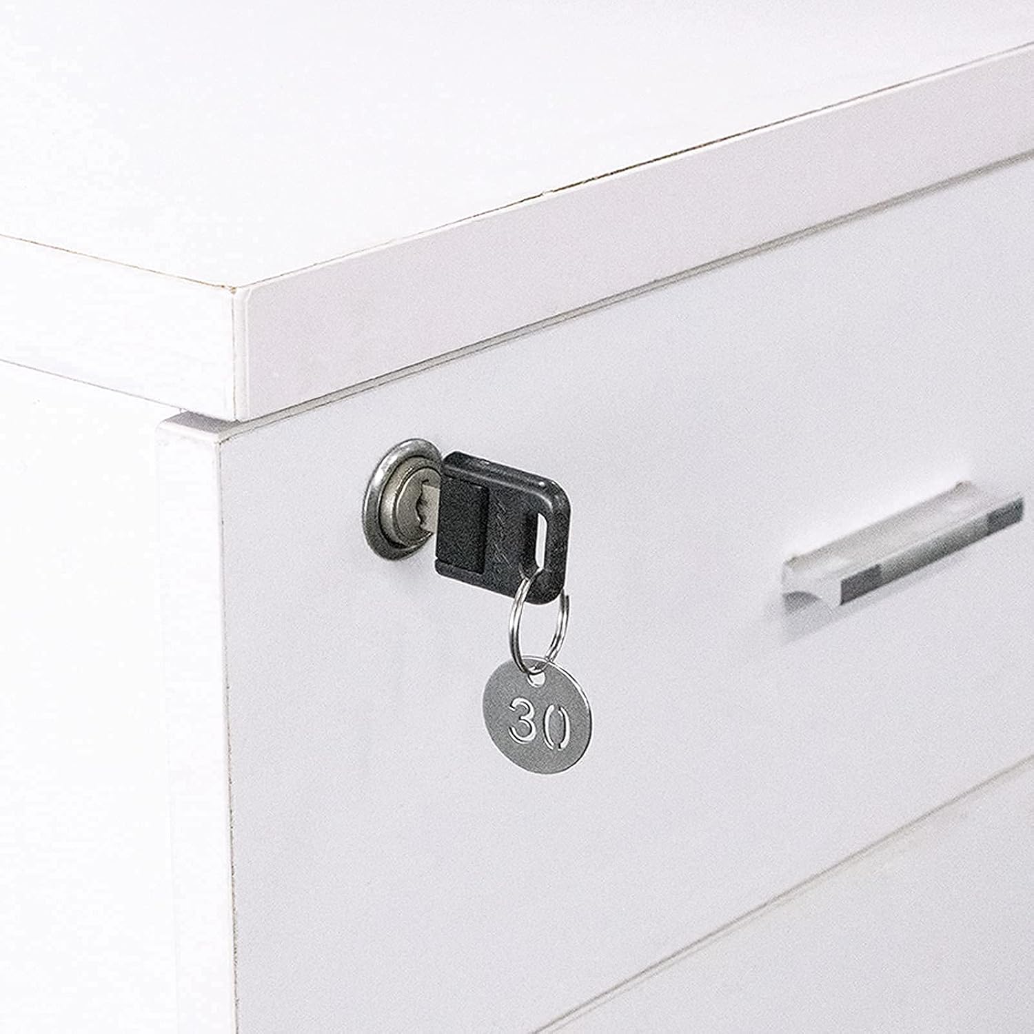dedoot Number Tags 1-30, Hollow Numbered Steel Tags with Ring Numbers Key Tags for Dormitory House Lockers, 23mm Diameter, Silver (Pack of 2)