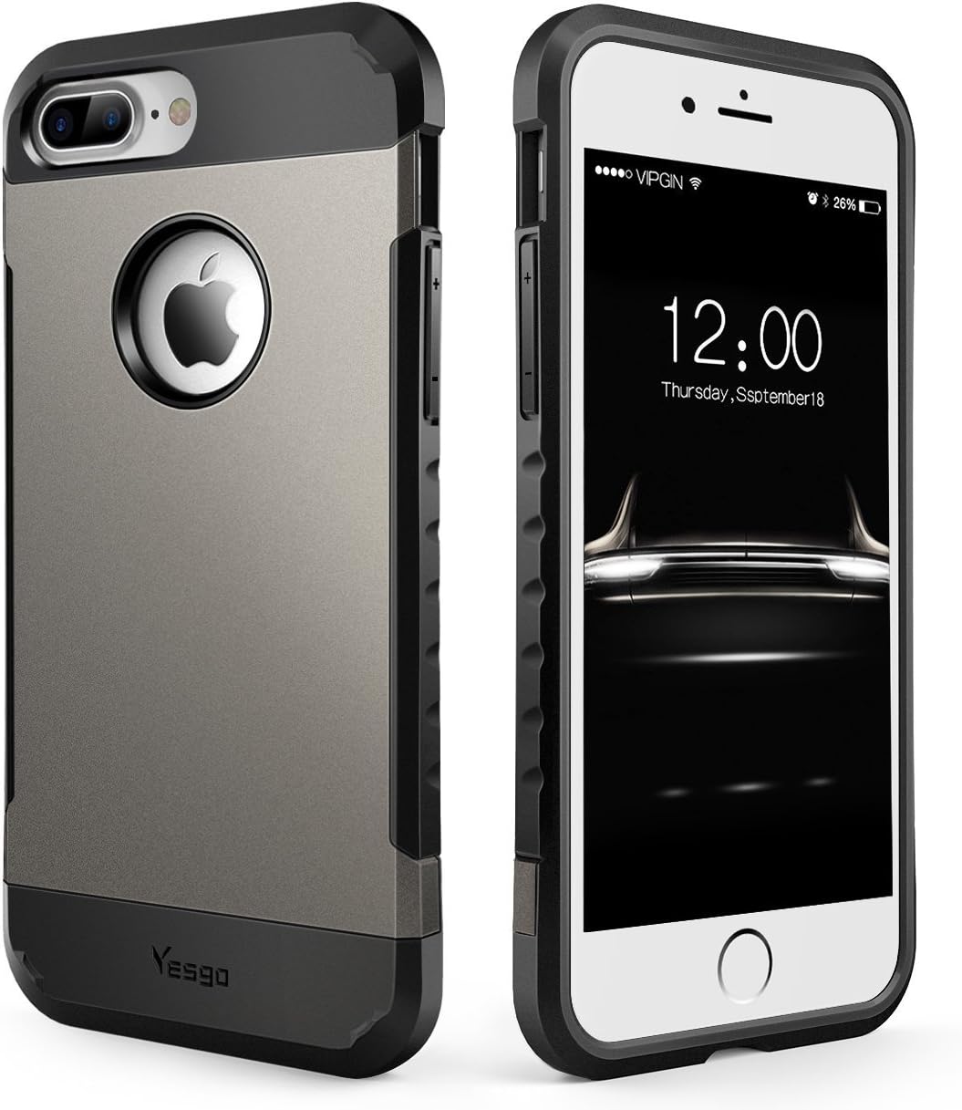 iPhone 7 Plus Case Shockproof Anti-Scratch Protective Heavy Duty Dual layer Rugged Cover Non-slip Grip Case for iPhone 7 Plus-Matte (Gunmetal)