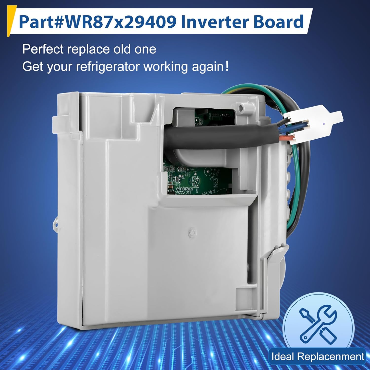 Upgraded WR87X29409 Inverter Board, Compatible with General Electric (ge) Refrigerator, OEM Quality, VCC3 1156 K8 F 90, Replace WR55X10855 WR55X20326 WR55X20752 WR55X24143 WR55X26038 WR55X11099