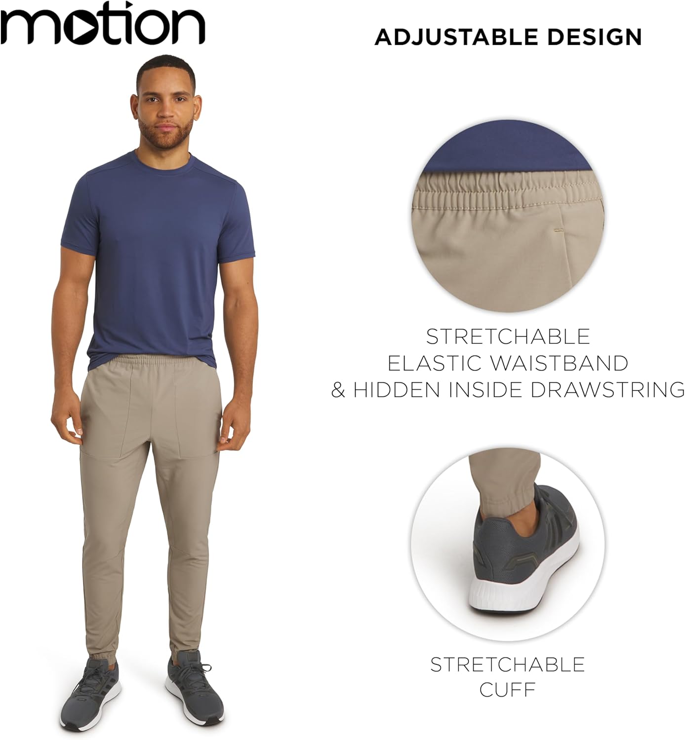 Motion Men's Regular Fit Active Performance Midweight Woven Jogger Pants (S-XL) - Image 5