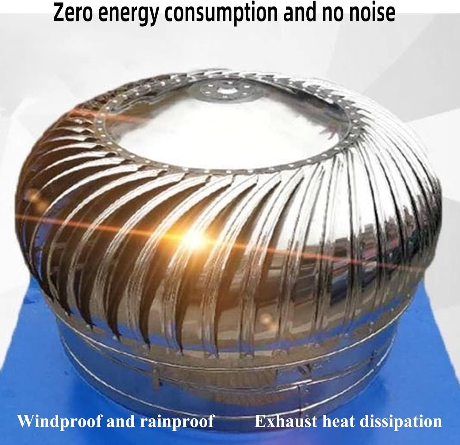 Turbine Ventilator,Roof Vents,Durable Ventilation Chimney Cowl,Cowl Cap with Claw Base Energy Saving,Waterproof Turbine Ventilator Coverrotating Chimney Cowl Cap, 160mm/6.3in