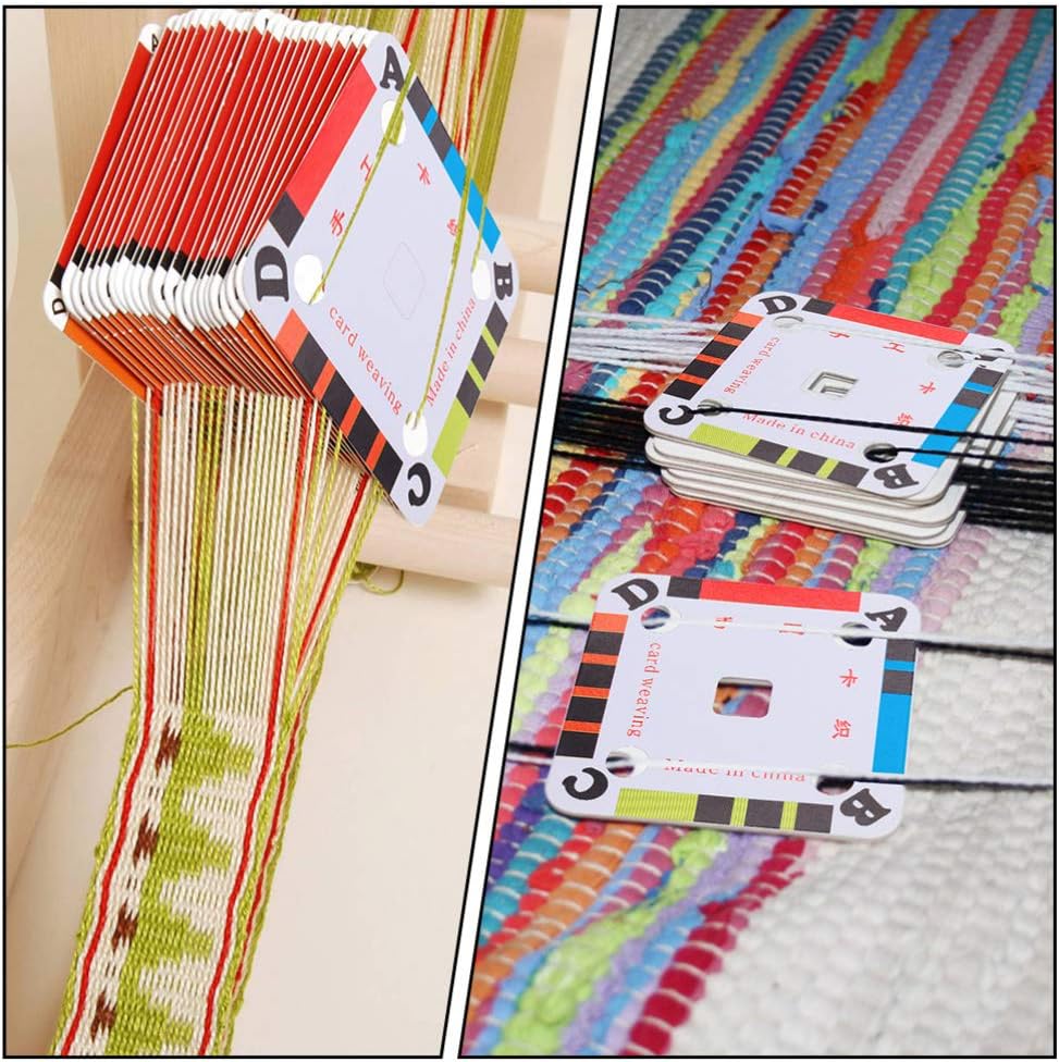 200pcs Paper Weaving Cards Tablet Weaving Kit ， Cardboard Cards for Hand Loom， DIY Craft Accessory