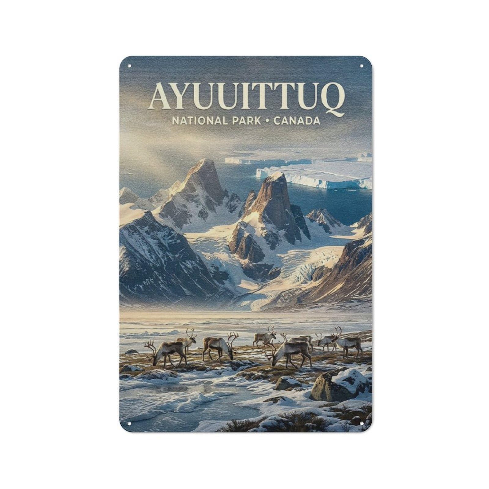 Urban Auyuittuq National Park Canada Decorative Metal Plaque 30x20cm, Urban Room Decor for Flat, Bar, Studio Or Gallery Wall