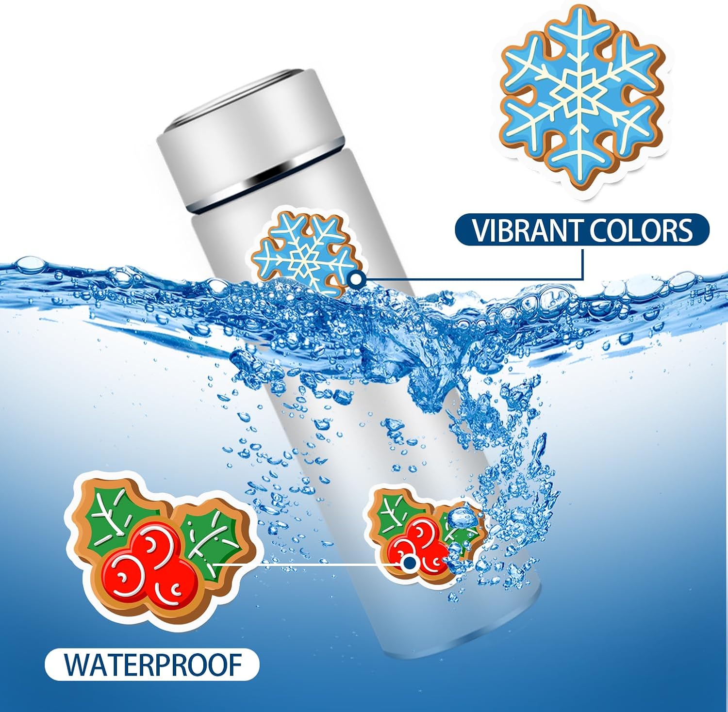 120PCS Christmas Gingerbread Man Stickers, Gingerbread Candy House Party Favors Birthday Decorations Vinyl Waterproof Stickers for Reward Gifts Greeting Card - Image 6