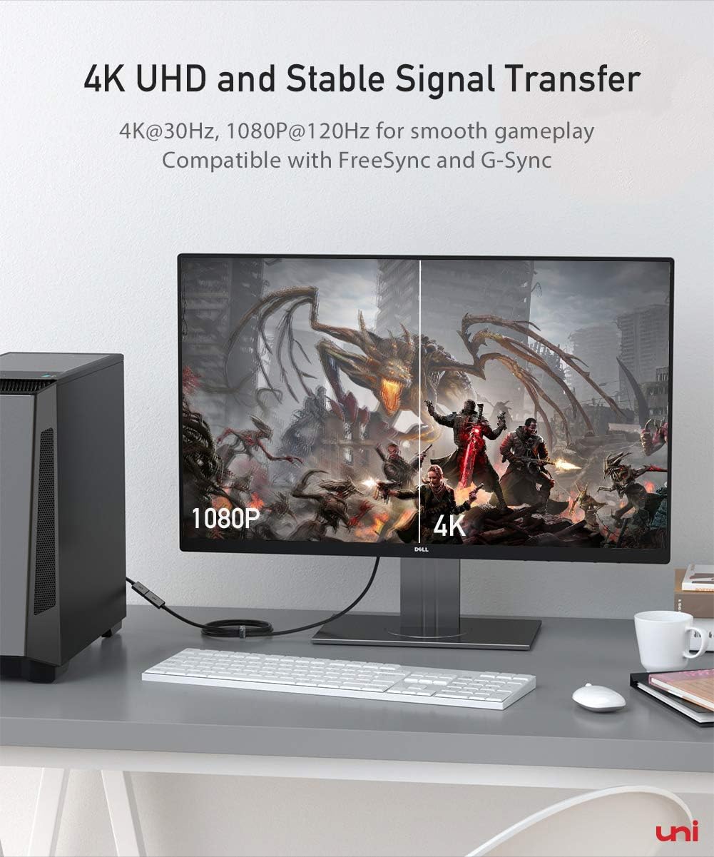 DisplayPort to HDMI Adapter, uni DP to HDMI Adapter (4K UHD ) Uni-Directional Display Port to HDMI Converter Compatible for Lenovo, HP, DELL, GPU, AMD, NVIDIA and More : Electronics