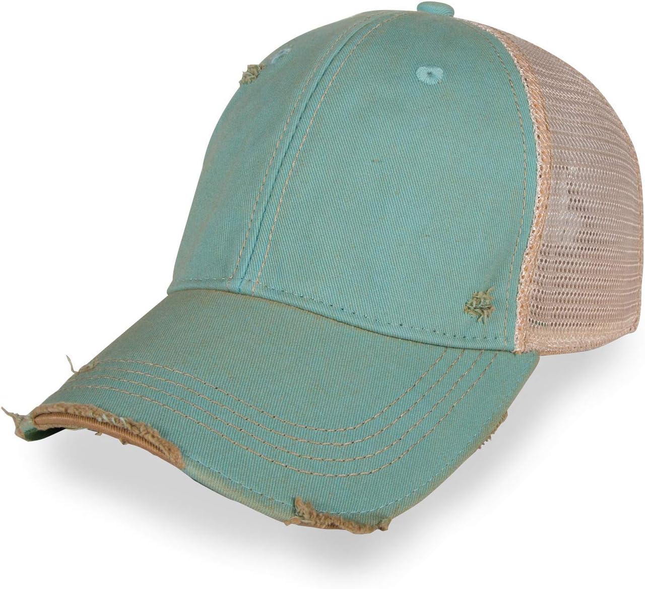 YPO Rhino ODM Cap: Vintage Distressed Unstructured Mesh Back Plastic Snap Baseball Cap