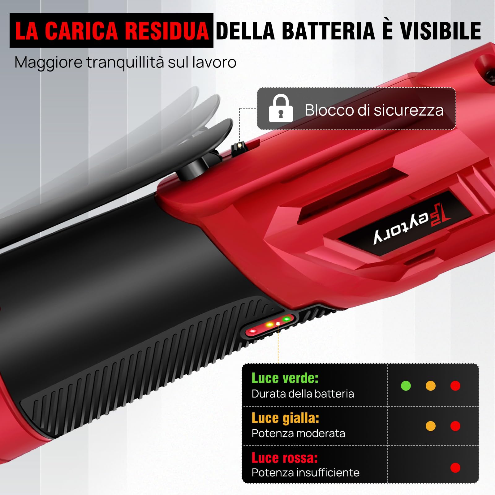 Set di chiavi a cricchetto elettriche a batteria con 7 bussole, 40N.m 12V Electric Ratchet Wrench Kit Power Wrench con luce LED, include caricabatterie rapido, doppia batteria, guanti(Rosso)