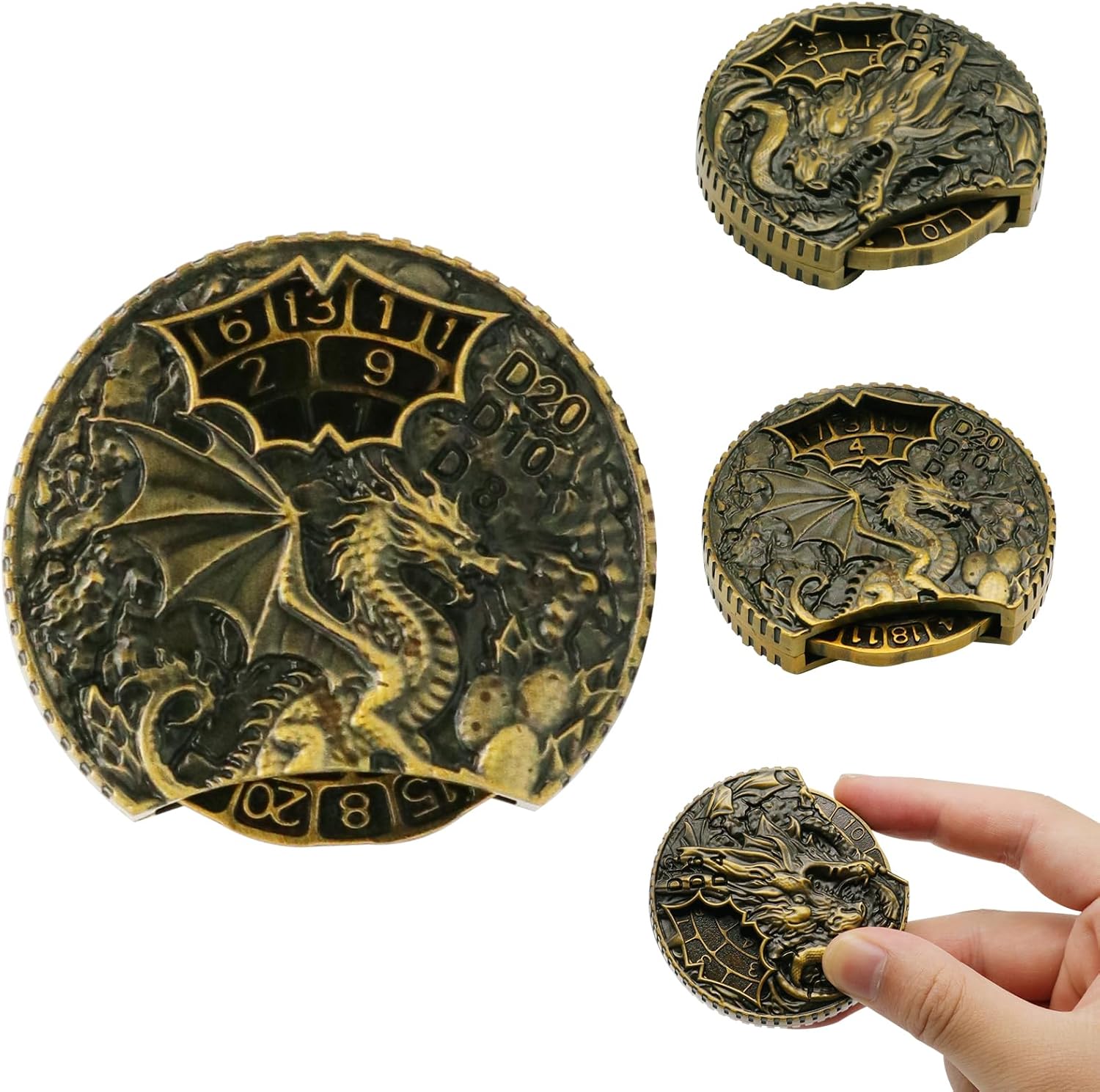 Fingertip Gyroscope Fidget Toys 7-in-1 Metal Slider Dice Board DND Polyhedron Dragon and Dungeon,Adult Long Spin Time Stress Relief Toy