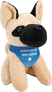 Fun Express 3 1/4" x 5" Veteran's Day Stuffed German Shepherd Dogs with Bandana - 12 Pieces