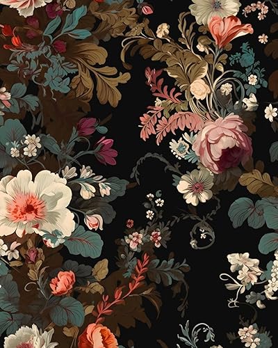 Miniatura 10 de Papel tapiz floral azul oscuro para despegar y pegar, papel tapiz de hojas de oro, papel de contacto para gabinetes, papel de pared autoadhesivo